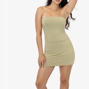 Los Angeles apparel mini tube skirt skort beige tan